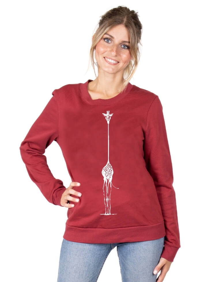 Woman Sweater &quot;Dori&quot; in beechwood bordeaux with giraffe print