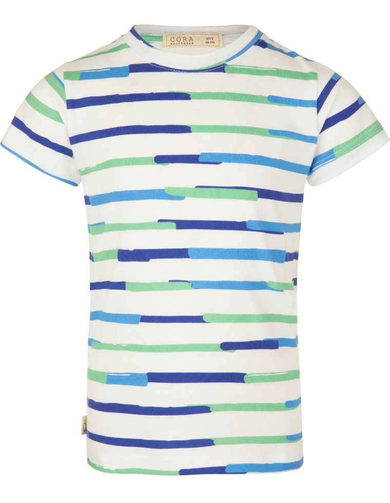 Ben-T-Shirt aus Eukalyptusfaser - blau und grün gestreift