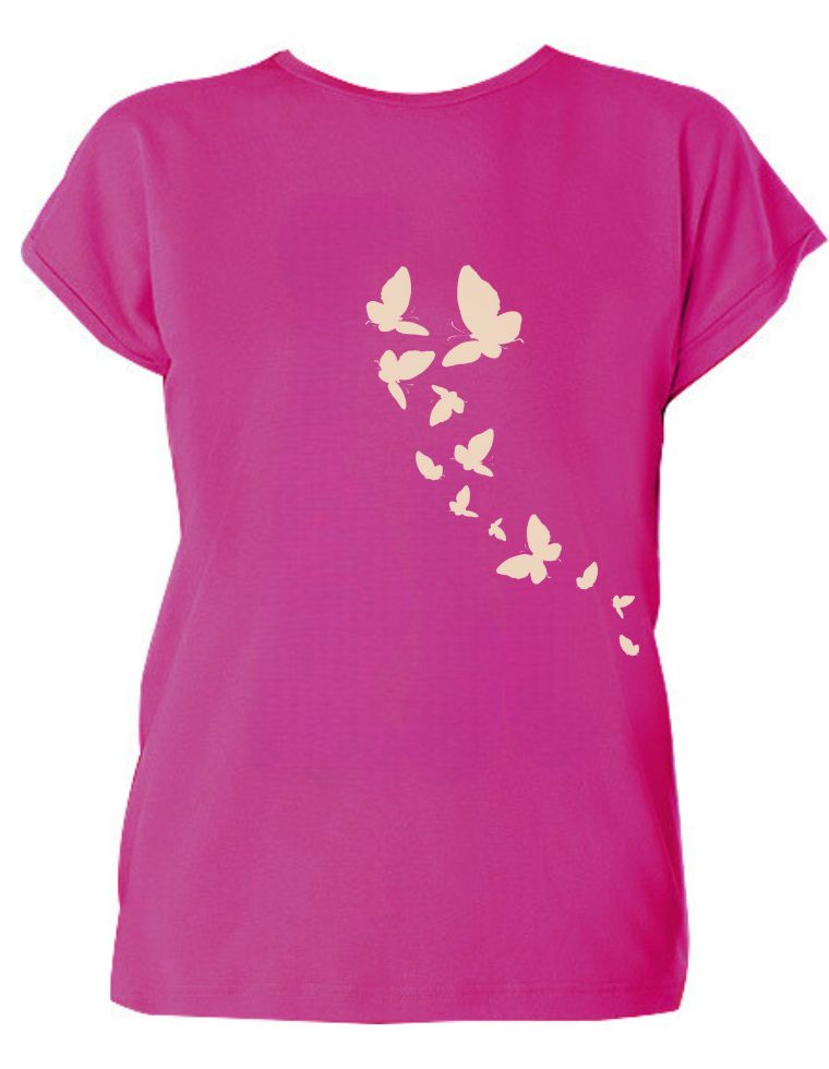 Laura Eucalyptus Fiber T-Shirt - fuchsia mit Schmetterlingsdruck