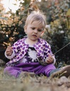 Baby Gigi Jacke aus Bio-Baumwolle - mandarin und lila gestreift