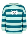 Suli Newborn Sweatshirt Bio-Baumwolle - blau und türkis gestreift mit Bär
