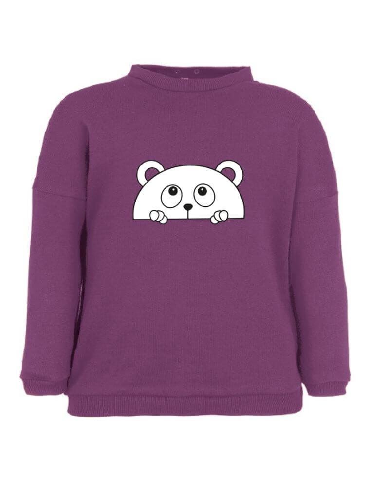Suli-Sweatshirt für Neugeborene aus Bio-Baumwolle - lila mit Bär