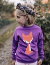Felpa Suli Bambini in Cotone Organico - viola con stampa volpe