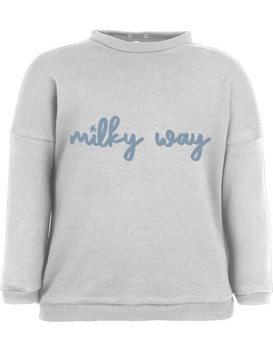 [BNSW002-110MIL-FW22] Suli Sweatshirt aus Bio-Baumwolle - grau mit 'Milky Way'-Aufdruck