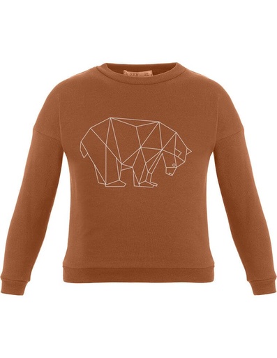 [KNSW002-114ORS-FW22] Suli Sweatshirt aus Bio-Baumwolle - kupfer mit Bärenaufdruck