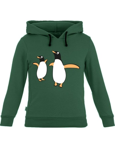 [KBSW003-541PIN-FW22] Ivo Sweatshirt aus Bio-Baumwolle - dunkelgrün mit Pinguin-Aufdruck