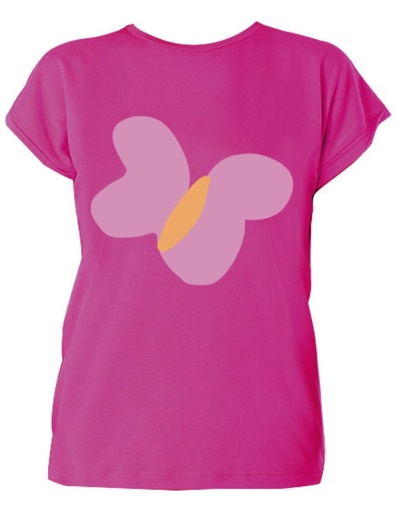 [KGTS005-203BUT-SS23] Laura Eucalyptus Fiber T-Shirt - fuchsia mit Schmetterlingsdruck